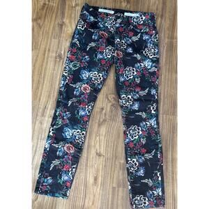 PILCRO AND THE LETTERPRESS Anthropologie Black Floral Mid Rise‎ Skinny Jeans 27